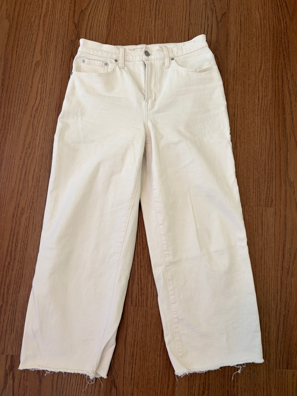 Madewell High-Rise Wide-Leg Crop Cream Jeans, size 28